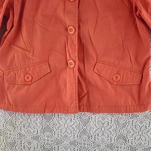 Chico's Cotton Blend Button 3/4 Sleeve Orange Blazer Women's M - Picture 4 of 7